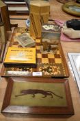 20th century and later card games and similar including inlayed chess set and humidor with Puma