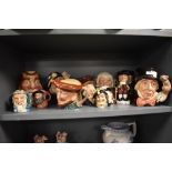 20th century Royal Doulton and similar Character jugs and mugs including Mad Hatter, Old Salt and