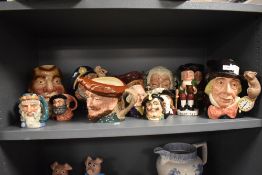 20th century Royal Doulton and similar Character jugs and mugs including Mad Hatter, Old Salt and