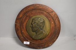 Victorian bronze roundel plaque of a gentlemans portrait possibly George Washington