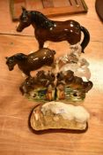 20th century horse figures including Marley book ends, Shire horse and Border Fine Arts
