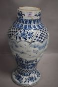 Victorian large Dutch delft painted vase with scene of horse and cart AF