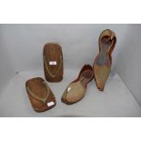 20th century Japanese Azumasun wooden shoes with an Indian pair of Mughal Moorish style slippers