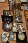 Late Victorian and similar miniature portraits including carved alabaster profile, Cartmel scene and