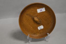 20th century Mouseman 'Robert Thompson' Arts and Crafts oak bowl bearing typical mouse signature