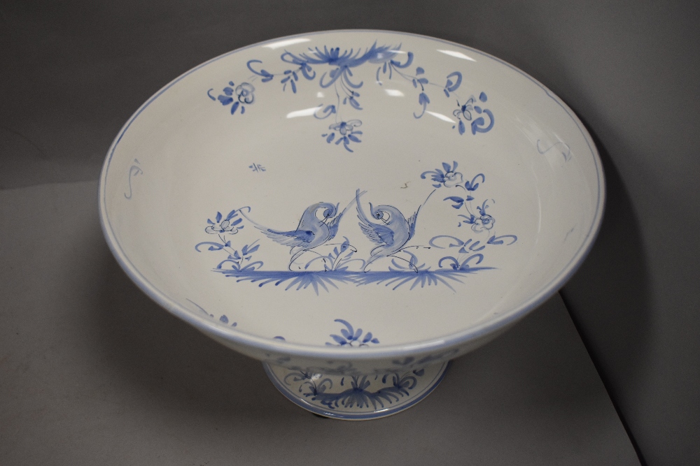 Dutch delft footed bowl hand decorated, containing an assortment of wooden fruit - Image 2 of 3