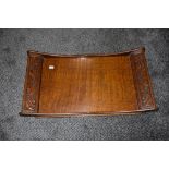 Victorian Arts and Crafts golden oak butlers tray having carved ivy leaf decoration