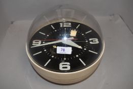 Mid century Bubble clock by Newgate cream body with black dial, perspex AF