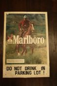 Mid century American 'Marlborough Cigarettes' advertising tin sign with iconic cowboy image