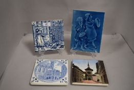 Victorian and later tiles including delft style and Josiah Wedgwood Etruria tile for August