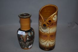 Poole and Langley mid century vase both hand decorated with floral patterns
