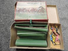 A Chad Valley Escaldo game with five lead horses in inner card box, housed in original box