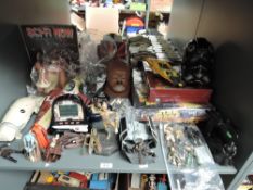 A shelf of modern 1990's onwards Hasbro LFL and similar Star Wars Figures and Accessories
