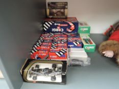 A collection of 1980's Corgi diecasts including Articulated Wagons and Vehicles, Cars and Vans, blue