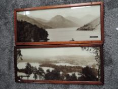 A pair of framed and glazed Railway Carriage Photographic Prints, 1950's Windermere & Bowness and
