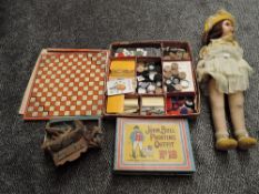 A Chad Valley The Britannia Compendium of Games, John Bull Prrinting Outfit no 18, cloth doll with