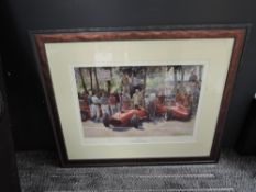A Limited Edition Framed Print after Alan Fearnley, Practise Over, numbered 172/500 and signed in