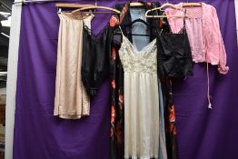 A collection of mixed vintage nylon lingerie and night wear.