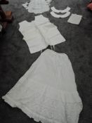 A mixed lot of Victorian clothing to include collars, apron, petticoat and bodices.