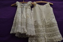 Two antique childrens dresses with beautiful techniques used throughout.