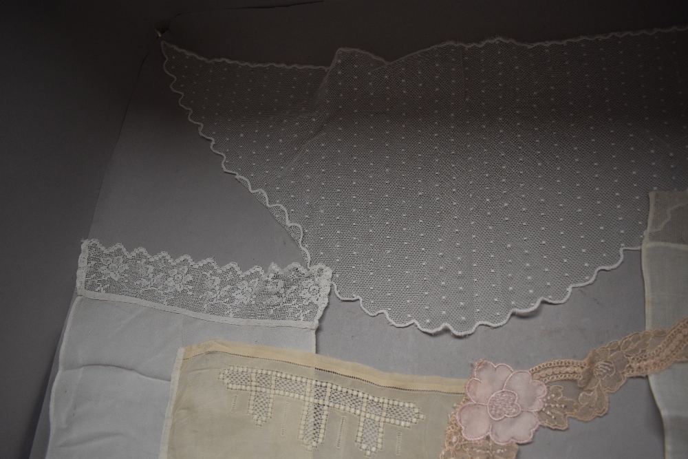 A lovely collection of antique modesty panels, a cotton tulle fichu and similar. - Image 3 of 4