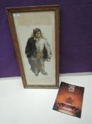 A costume painting by Michael Stennett,1967, of the intruder, Fete Champetre. First designer of