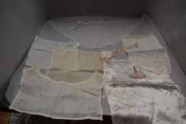 A lovely collection of antique modesty panels, a cotton tulle fichu and similar.