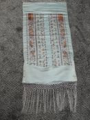 An early 20th century Chinese pocket sash having extensive metal thread embroidery throughout to