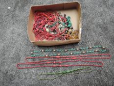 A collection of Art Deco beads, some long lengths and shorter styles included.