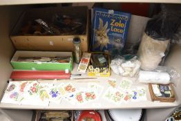 20th century haberdashery sewing and craft items including silk patches and loom etc