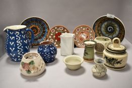 A selection of studio pottery and similar, some items of local interest, to include Langdale and