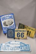 20th century tin advertising signs for Royal Scottish Automobile club and Rally 66 and similar