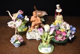 A selection of figures and figurines including terracotta and Derby