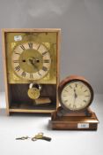 Edwardian drum head boudoir clock, eight day with Dead beat escapement with similar clock