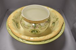 Late Victorian wash bowls one by Barkers and Kent and a similar Art Nouveau design