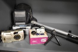 20th century cameras and optical including Olympus camedia, Pentax ESPIO 140V and Soviet MCN 7x25