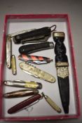 20th century and later pocket and pen knives including military style and mother of pearl handled