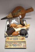 20th century curios and trinkets including purse containers and bellows