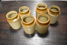 Six stone ware kitchen storage jars