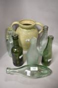 Early 20th century glass advertising bottles including Jas Thompson, Dalton Brewery and James