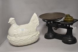 20th century Portmeirion ceramic egg nest with cast scale set
