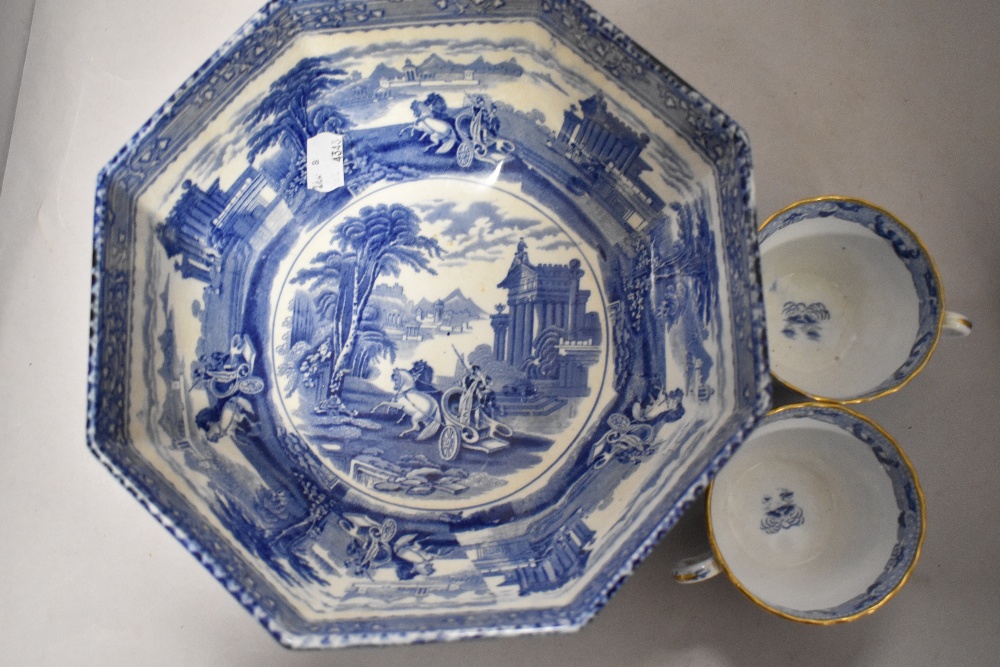 A selection of blue and white ceramics including Chinese tea cups and Arcadian 'Chariots' fruit - Image 2 of 6
