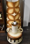 20th century West German Pottery floor standing lamp with mid century chimney shade