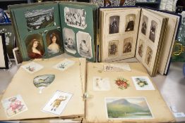 Victorian ephemera including decoupage book, greetings card album and portrait photograph album