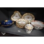 20th century ceramics including Crown Devon lustre bowl, Chinese bowl and Limoges dessert set