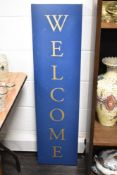 20th century metal framed retail sign reading Welcome