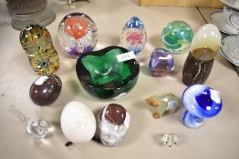 20th Caithness and similar art glass paper weights and studio glass including Caithness Sorcerers
