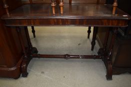 A Victorian console or side table mahogany framed with turned base