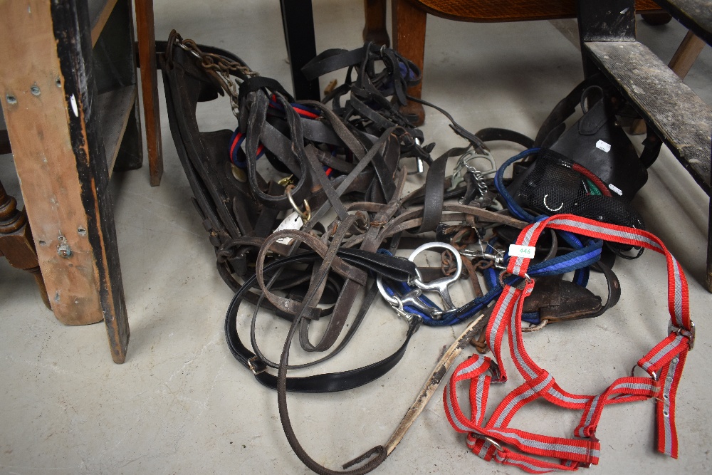 A selection of antique and later horse tack