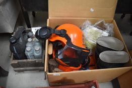 A selection of chainsaw accessories etc